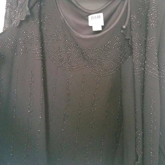R&M Richards Women Sequins Jacket & Matching Tank Top Black Size 24W - Picture 4 of 5